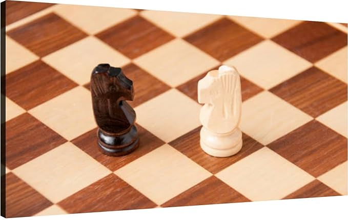 Canvas Wall Art for Living Room Bedroom Confrontation the chessboard: white and black horse Big Large Wall Art Decor Framed Painting Wall Pictures Prints Artwork Office