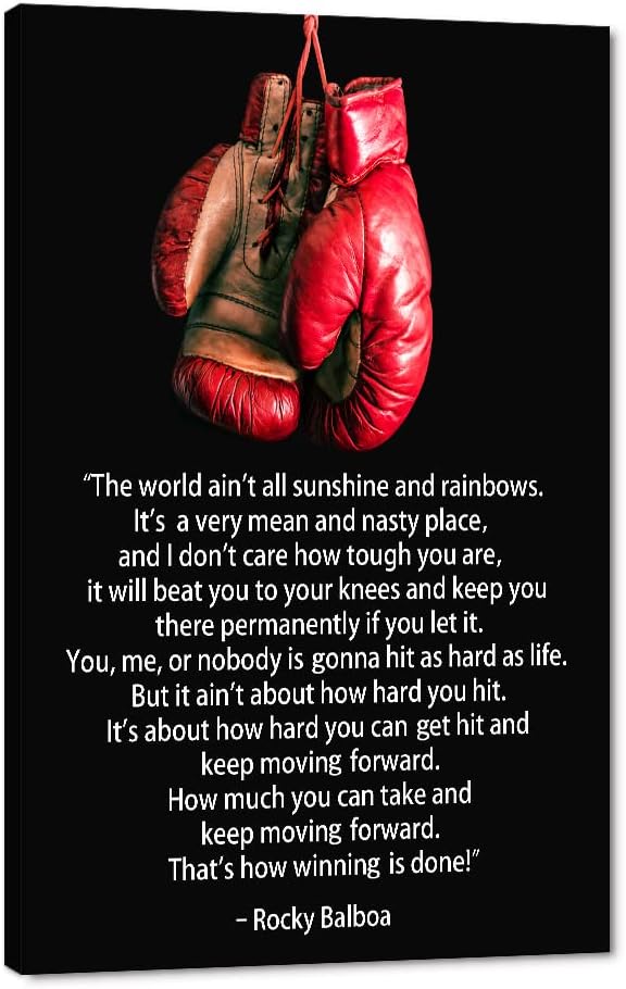 Yatsen Bridge Boxing Champion Motivational Quote Wall Art, Rocky Balboa Movie Poster Art Print with Framed Modern Pop Inspirational Wall Decor for Home Gym Gallery-Wrapped Ready to Hang - 28x44