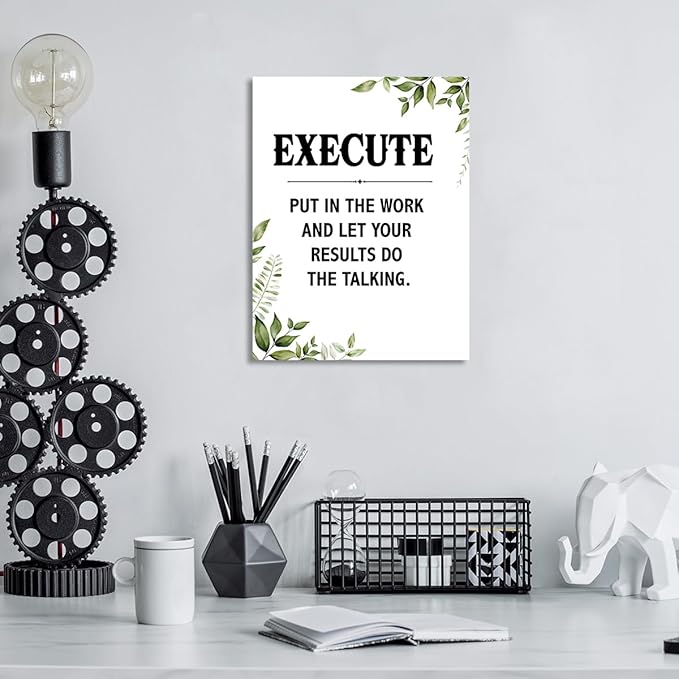 Gwisml Execute Quotes Wall Art,Inspirational Quotes Canvas Frame Paintings For Office Home Workplace Wall Art Decor