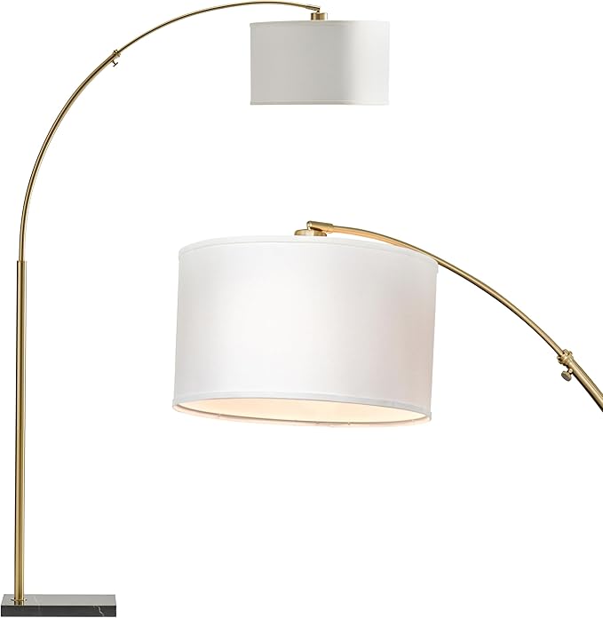Brightech Logan Arc Floor Lamp, Bright Standing Lamp for Living Rooms, Offices & Bedrooms, Modern Living Room Décor, Tall Hanging Floor Lamp for Reading and More – Gold/Brass