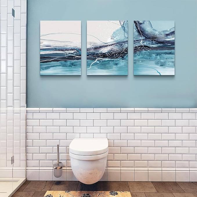 DZRWUBHS Canvas Wall Art For Living Room Modern Wall Decor For Bedroom Office Wall Decorations Painting 3 Piece Framed Canvas Art Prints Ready to Hang Inspirational Abstract Ink Pictures Home Decor