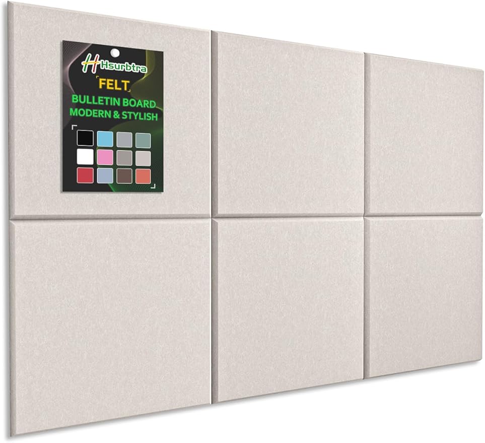 Hsurbtra Large Cork Board for Wall 36 x 24 Inch, 6 Pack Felt Bulletin Notice Board with Pushpins for Office Home School Farmhouse Wall Decor, Beige