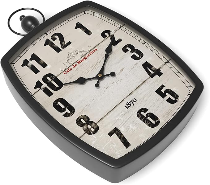 Menterry Large Retro Rectangle Wall Clock, Black Antique Vintage Style, Battery Operated Silent Decor Wall Clocks for Living Room,Farmhouse,Kitchen,Office (15.5" H x 10.2" W)