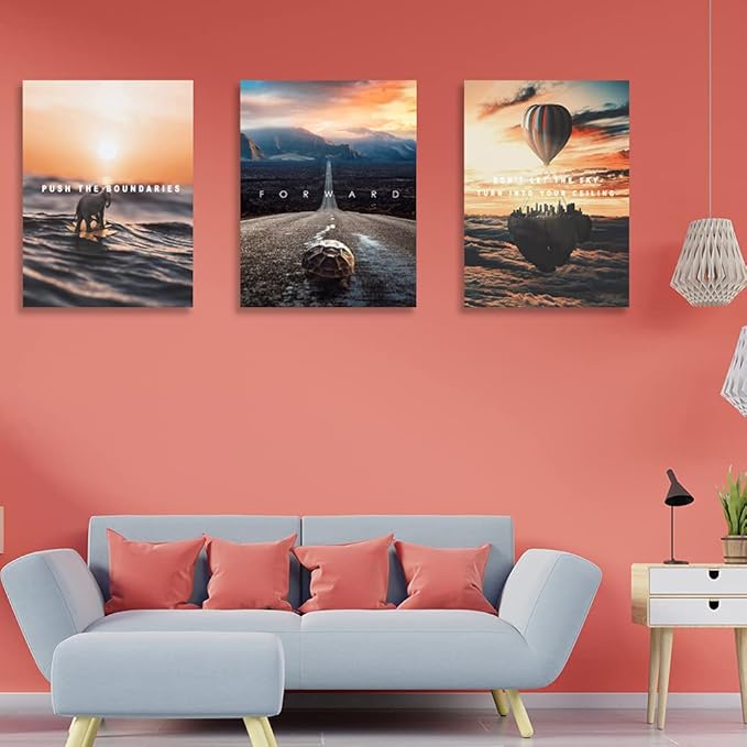Motivational Canvas Wall Art Entrepreneur Office Wall Decor Inspirational Poster Print Elephant Painting Picture Home Decoration for Bedroom Artwork 20inch x28inch x3pieces
