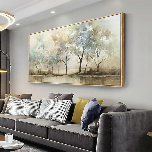 VHMING Abstract Wall Art Artwork Retro Trees Pictures Decor Canvas Painting Framed Ready to Hang Living Room Bedroom and Office Wall Decor 20x40 Inch
