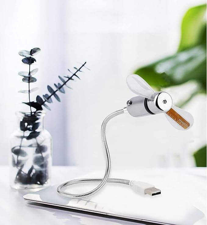 SAYTAY LED Clock USB Fan With Temperature Display - Portable Cooling Mini Gooseneck Fan for Office, Home & Travel (TC)