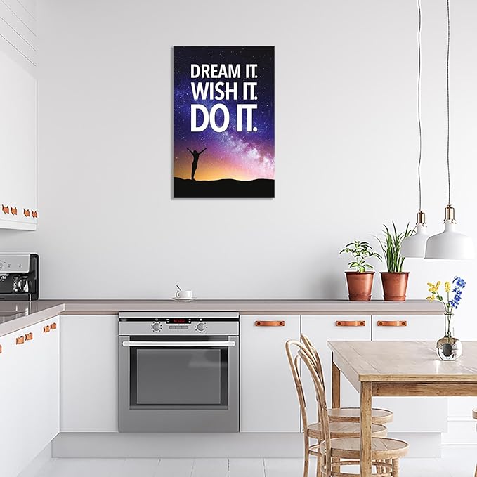 Funky Motivational Quotes Wall Art Trendy Motivational Dream It Wish It Do It Canvas Poster Work Motivation Hustle Inspiring Prints Painting For Office Living Room Wall Decor 12x16in Framed
