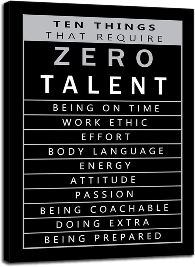 WYJZDZQ8 Inspirational Canvas Wall Art Motivational Painting Positive Entrepreneur Quotes Poster Ten Things That Require Zero Talent Print Home Office Wall Decor Artwork Ready to Hang[18" W x 24" H]