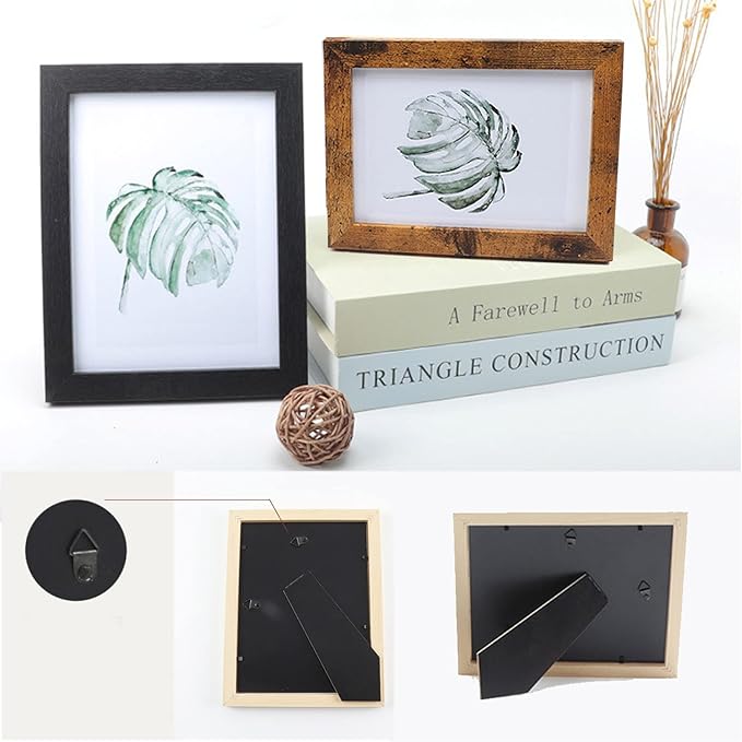 10 pack Picture Frame Set with Two 8x10,Four 5x7,Four 4x6, Rustic Collage Gallery Wall Frame, Farmhouse wood Photo Frames for living room Wall Gallery Decor or Desk,Black