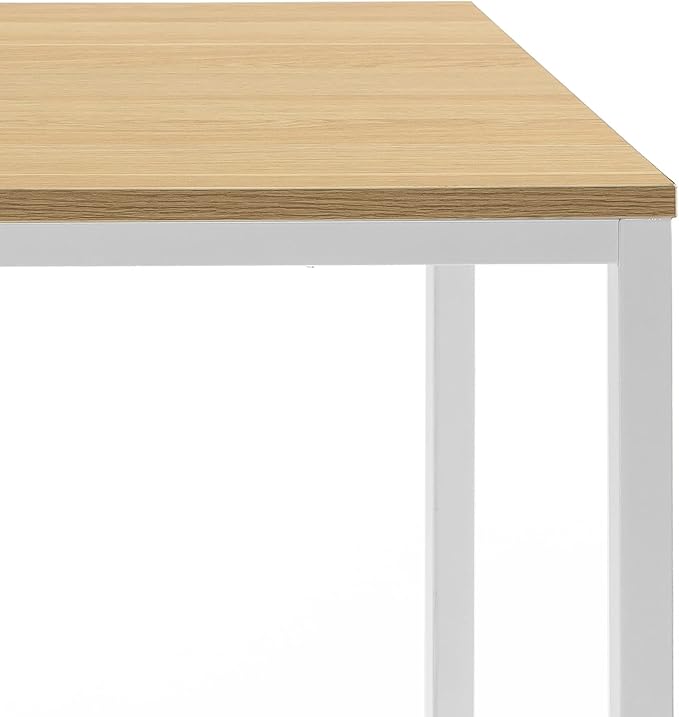Zinus Jennifer 63 Inch White Frame Desk, Computer Workstation, Office Desk, Easy Assembly, Natural