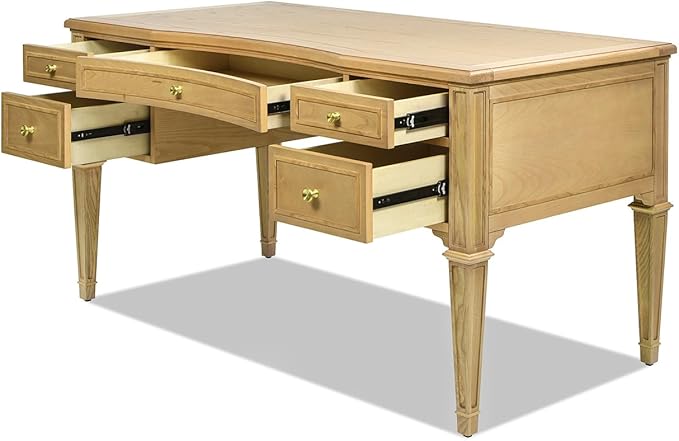 Jennifer Taylor Home JTH Luxe Dauphin Gold Accent 5-Drawer Executive Desk