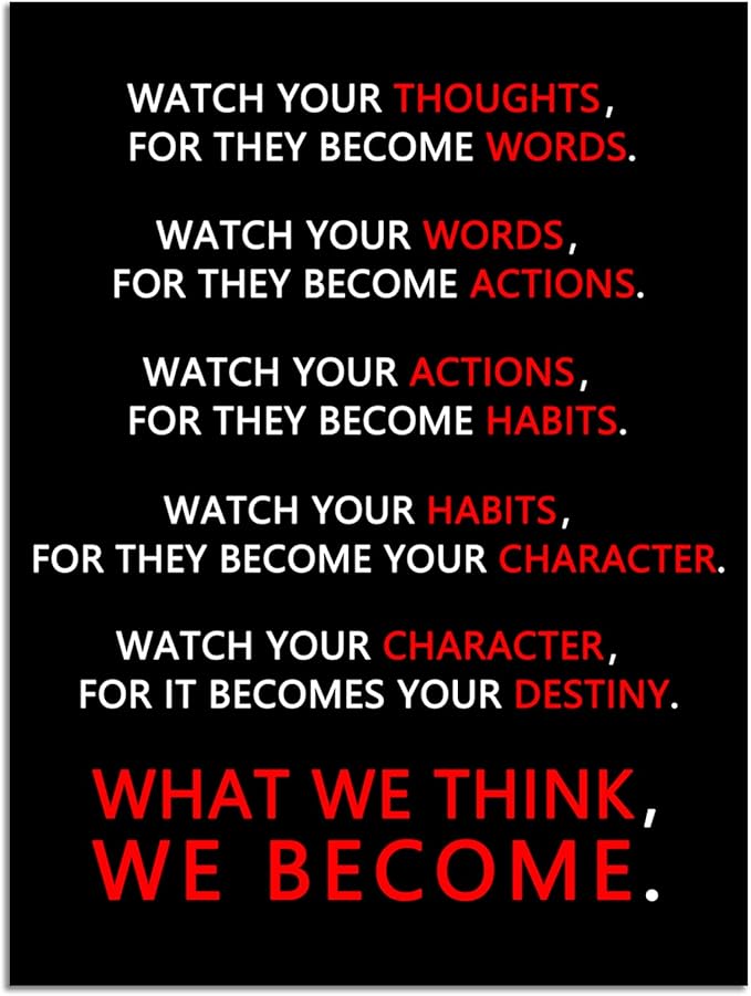 Watch Your Thoughts Pictures Inspirational Wall Art Motivational Posters Prints on Canvas Positive Modern Inspiring Entrepreneur Quotes Artwork Home Office Decor Framed Ready to Hang [30″W X 40″H]