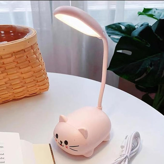 LED Desk Lamp for Kids,Mini Cat Night Light, Cute Cat Foldable USB Rechargeable Reading Light Bedroom Children's Bedside Study (Pink)