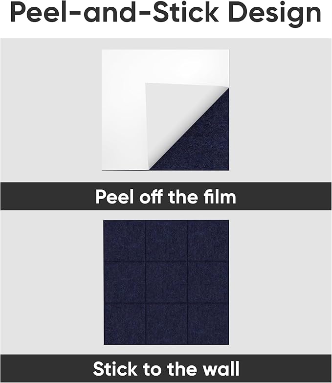 Large Cork Board for Walls 36" x 24", 6 Pack Felt Wall Tiles with Push Pins for Office Home, Pin Board Bulletin Board for Photo Pictures, Navy Blue