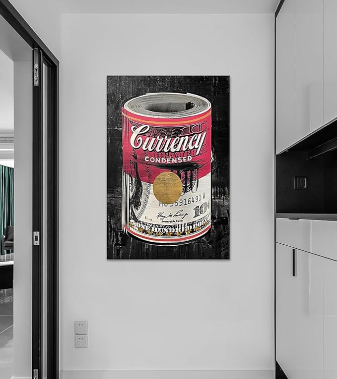Large Canvas Wall Art Dollars Roll Motivational Posters Inspirational Money Picture Print Artwork Ideal for Office Home Living Room Classroom Wall Decor 28x44inch
