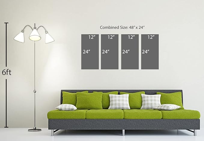 48 x 24 TOTAL - Landsape of lines Wall Art Canvas Geometric Print modern minimalis, office art - 4 Panel Split