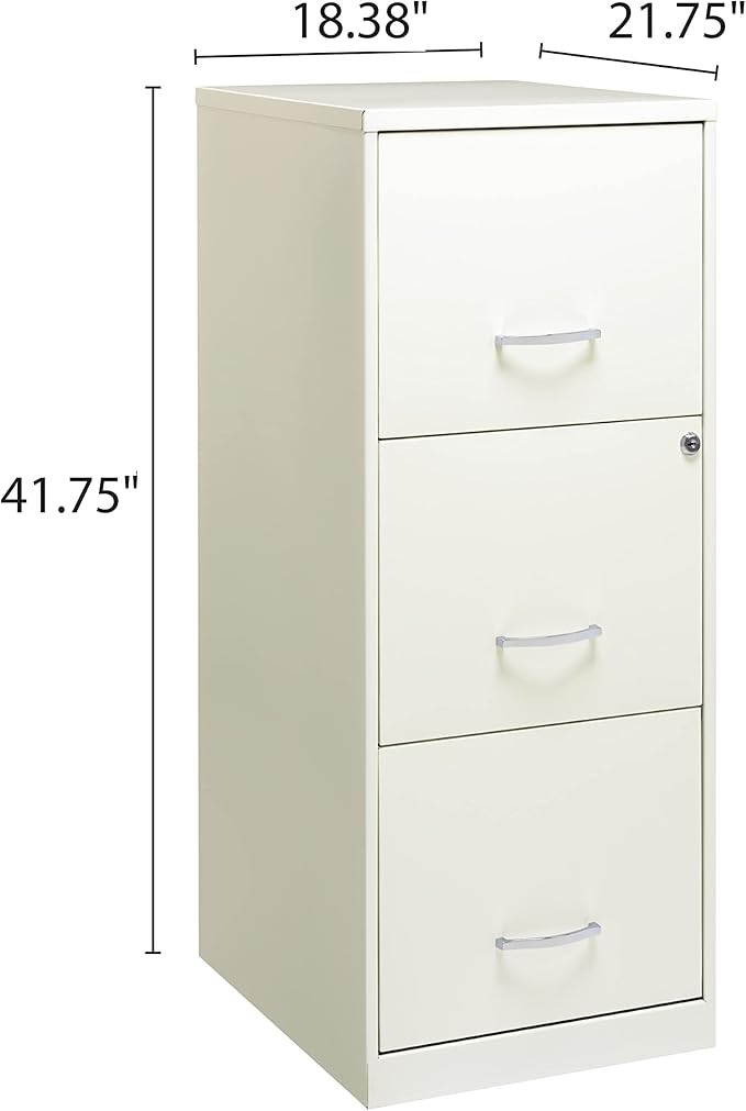 3 Drawer Vertical File Cabinet with Lock, Pearl White
