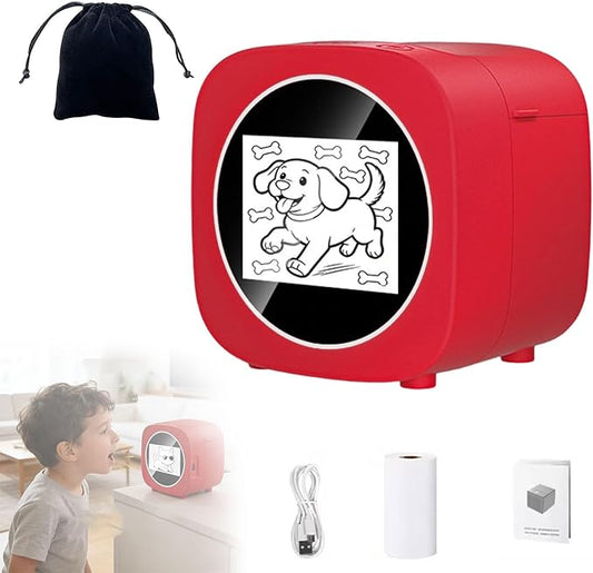 AI Sticker Box Printer, Smart AI Voice Stickerbox Printer Maker Mini Thermal Label Printer with Display, Inkless Portable Sticker Maker for Home Office Study & DIY Projects (A)