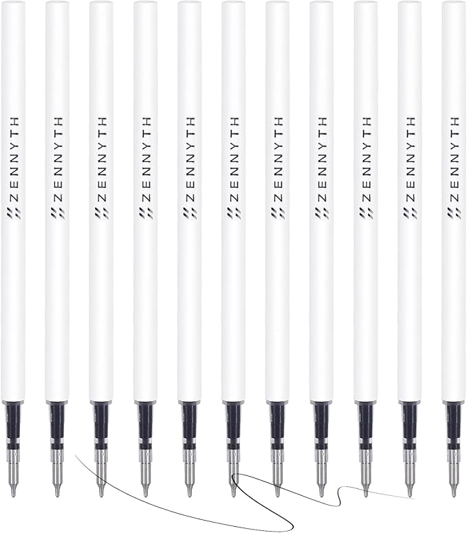 MengRan 4.3'' Gel Ink Pen Refills for Click Pens,0.5mm Tip Fine Point,Quick Drying Ink,Compatible with Pilot G2 (Original Gel Ink Refills 10 Pcs-Black Ink)