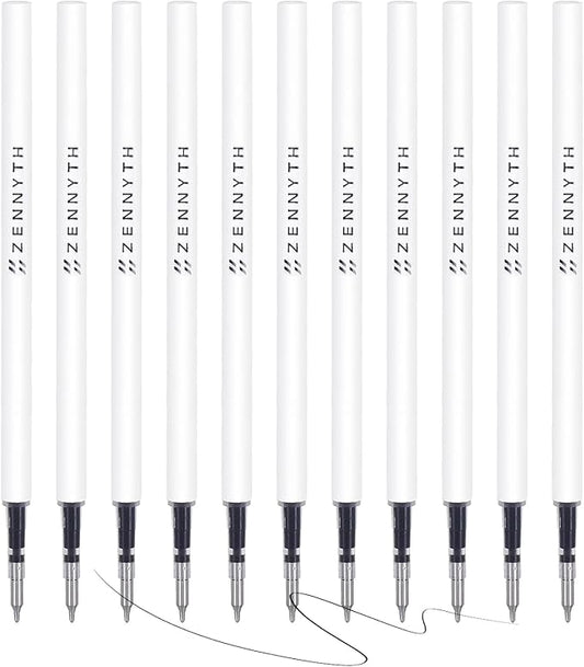 MengRan 4.3'' Gel Ink Pen Refills for Click Pens,0.5mm Tip Fine Point,Quick Drying Ink,Compatible with Pilot G2 (Original Gel Ink Refills 10 Pcs-Black Ink)