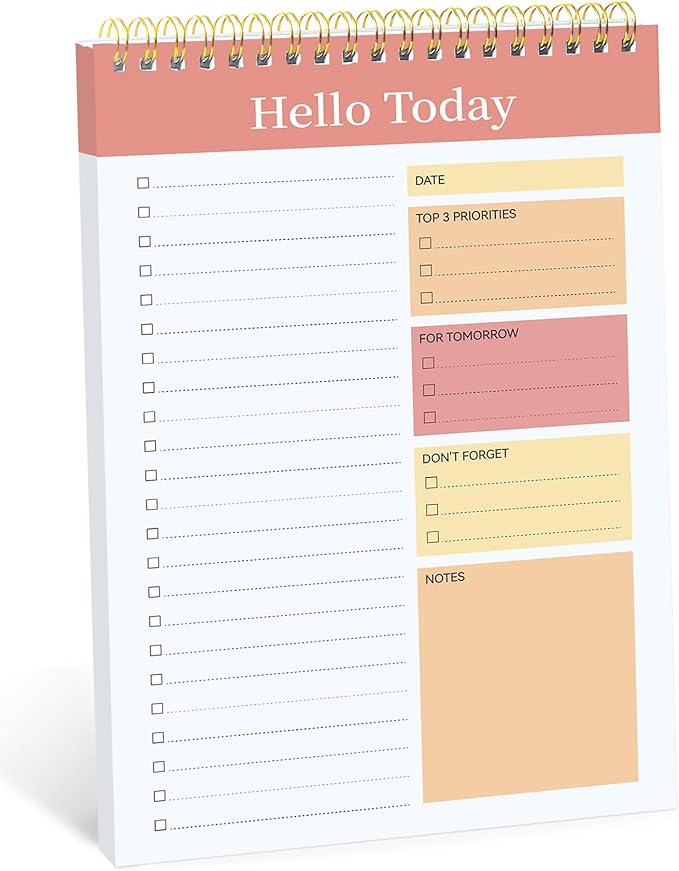 Taja To Do List Notepad - To Do List Notebook for Work with 52 Sheets, 9.8" x 6.5", Undated Daily Planner Perfect for Daily Tasks and Goal Setting, Notepad Suitable for Office, Home & School - Pink