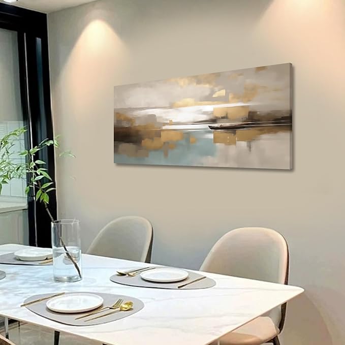 Beige Abstract Wall Art Living Room Wall Decor Canvas Painting Framed Modern Abstract Artwork Print Neutral Wall Art Bedroom Office Decor Picture Artwork
