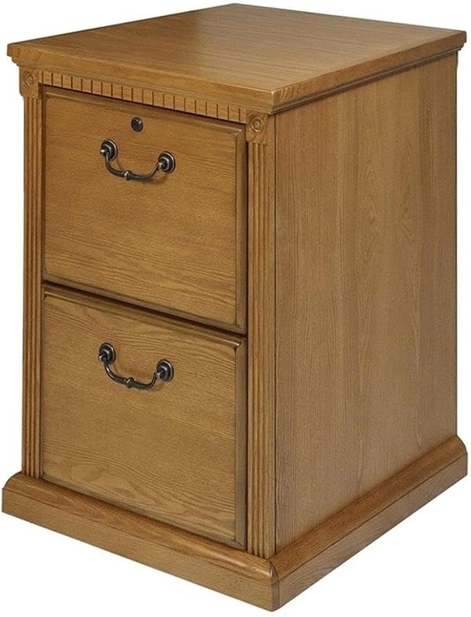Pemberly Row Contemporary 2-Drawer Wood Filing Cabinet in Natural, Solid Wood Construction, Sturdy and Durable, Office or Home File Storage, Compact and Functional Design