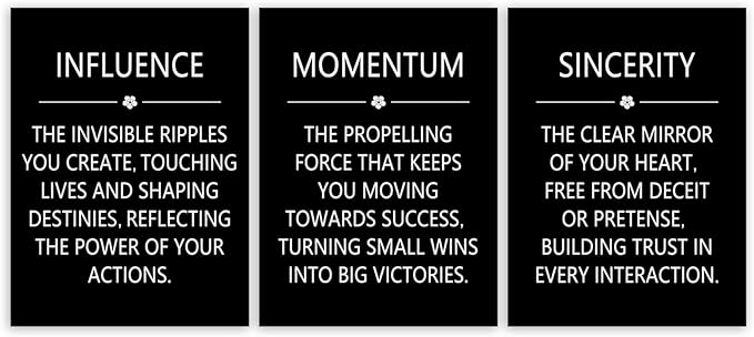 Motivational Canvas Wall Art Influence Sincerity Poster Momentum Picture Inspirational Quotes Wall Office Decor Home Bedroom Wall Decor Wooden Framed Canvas Prints Ready to Hang [36" W X 16" H]
