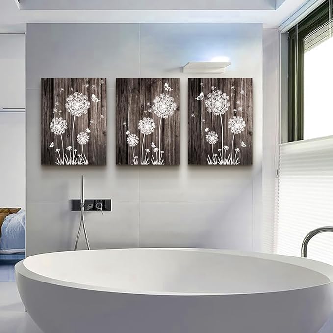 Lapremoly Canvas Wall Art for Living Room Wall Decor for Bedroom Vintage Dandelion Paintings Modern Office Wall Decor 3 Piece Framed Canvas Art Prints Ready to Hang Pictures Room Home Decorations