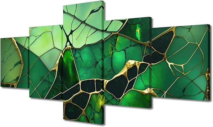 Canvas Wall Art Decor Abstract Canvas Wall Art for Men Stained Glass Window Poster Printing 5 Panel Office Wall Decor for Native Americans Living Room Decor Stretched Ready to Hang 50x24 in