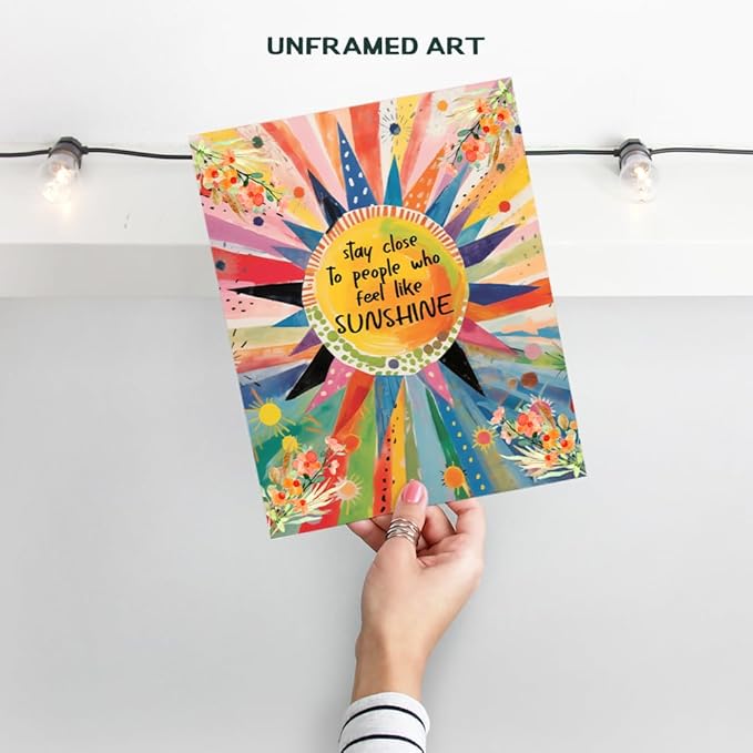 Inspirational Art positive Wall Decor - Colorful Watercolor Family Room Decor - positive Sayings Wall Art for Women, Happy Home Picture - Womens Bedroom Artwork, Inspirational Quotes Living room Print