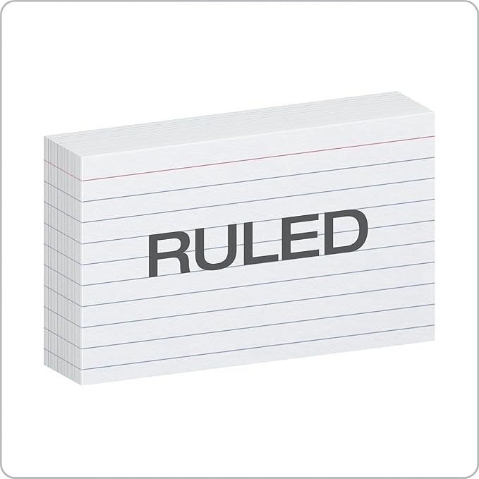 Oxford Ruled Index Cards with Reusable Storage Tray, 3” x 5”, 180 per Pack, Flashcards for School and Studying, Recipes, Note Cards (73168)