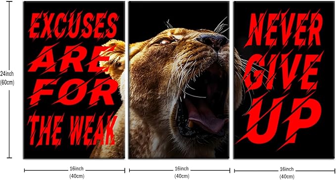 Inspirational Canvas Wall Art Excuses Are For The Weak Poster Print Entrepreneurs Quotes Picture Painting Talent Phrase Wall Decor for Office School Wall Decoration Stretched and Framed [48''Wx24''H]