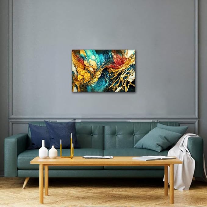Abstract Wall Art for Home Decor Modern Ocean Desert Land Painting 1 Panel Canvas Art for Men Living Room Decor Minimalist Enthusiasts Home Wall Decoration Stretched and Framed Ready to Hang 18x12 in