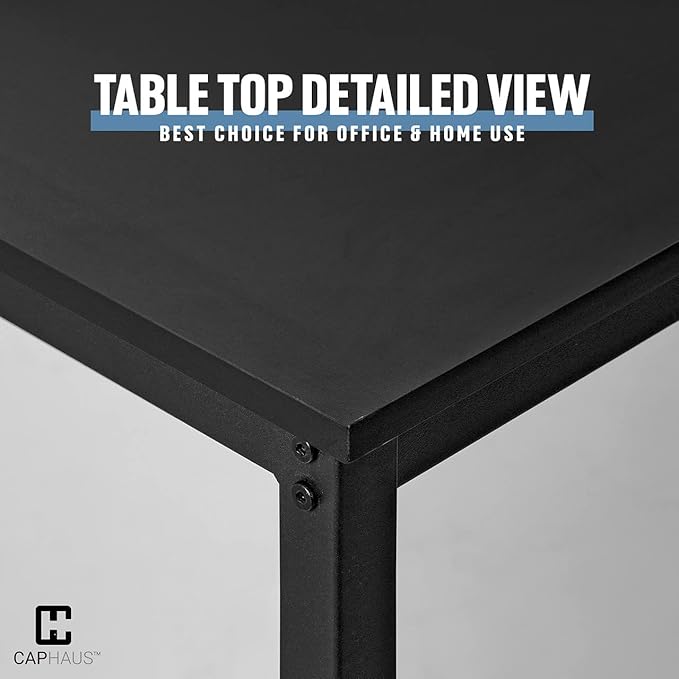 CAPHAUS 63 Inch Computer Desk for Home Office & Gaming, Large Workstation for Small Spaces, with Steel Frame, P2 Board, Easy Assembly, Black
