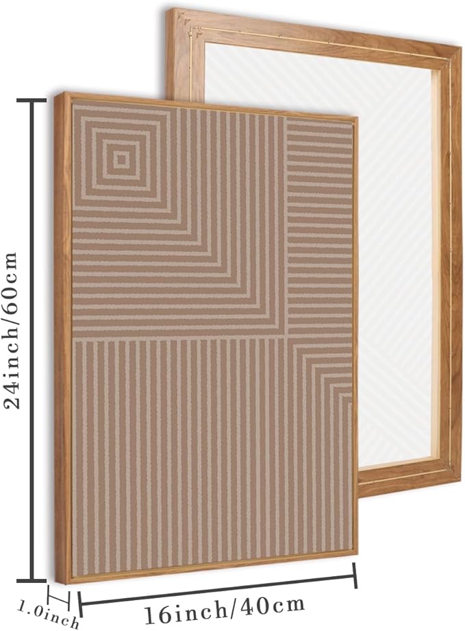 ANHUIB Neutral Abstract Modern Canvas Wall Art Set of 3 Framed Black and White Beige Wall Decor Boho Minimalist Artwork for Walls Geometric Line Painting for Living Room Bedroom Office 16x24 Inch