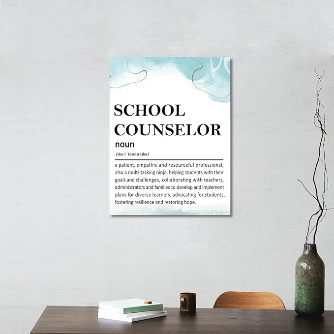 Gwisml School Counselor Definition Wall Art,Motivational Canvas Frame Paintings For Office Therapy Home Workplace Wall Decor,Gifts For Mentor Teacher Leader