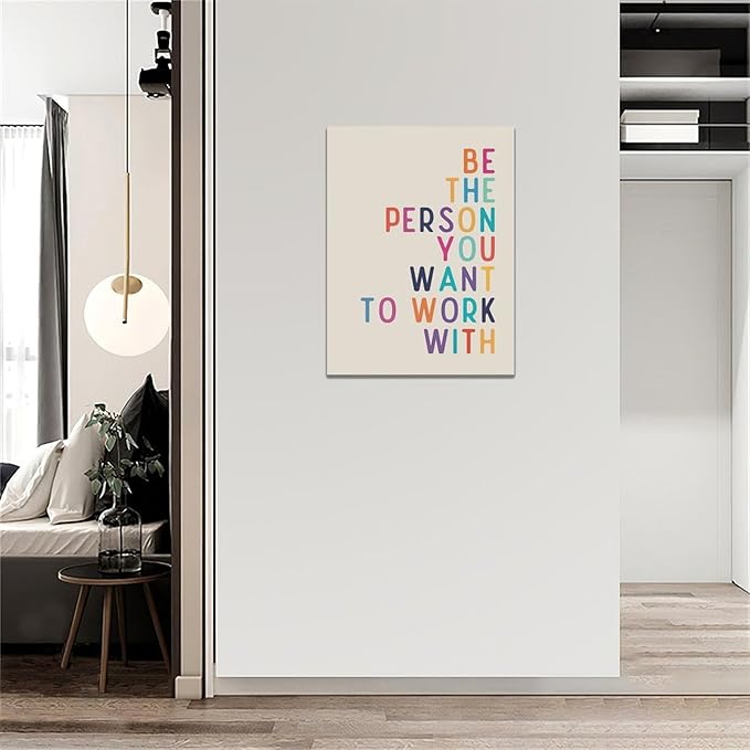 Office Teamwork Wall Art Motivational Success Pictures Wall Decor Inspirational Positive Quotes Canvas Painting Print Modern Artwork Decorations Framed for Home Bathroom Living Room Bedroom 12x16 inch