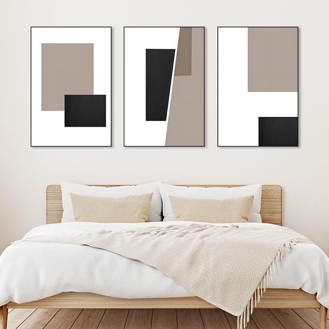 Canvas Framed Wall Art, Geometric Home Wall Art Decor Paintings, Large 24 X 32 Inch Black and White Abstract Decorative Wall Art for Living Room Bedroom Office Wall Decorative Paintings
