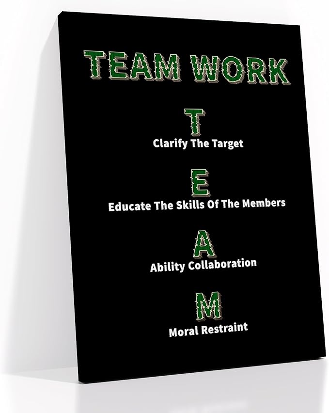 Large Size Motivational Canvas Wall Art Poster Print Team Work Inspirational Quotes Positive Picture Painting Wall Decor Artwork for Modern Home Living Room Office School Ready to Hang [30''Wx 40''H]