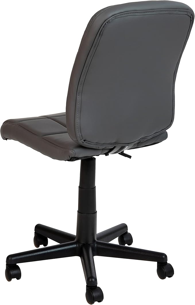 Flash Furniture Clayton Mid Back Swivel Task Chair - Gray Vinyl Upholstery - Tufted Back and 360° Swivel