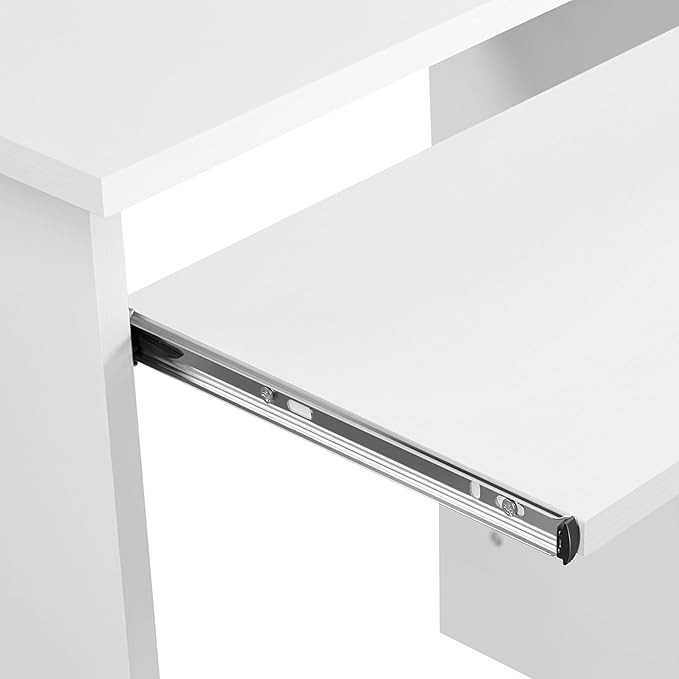 Yaheetech Home Office Wood Computer Desk with Keyboard Tray and Drawers, Students Writing Table with Storage Drawers & Hutch, Modern PC Laptop Desk, Multifunctional Workstation, White