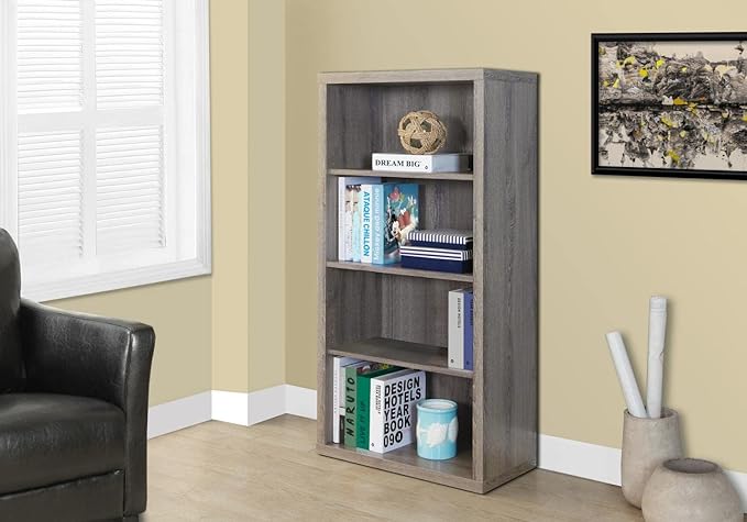 Monarch Specialties I 7060 Bookshelf, Bookcase, Etagere, 5 Tier, 48"H, Office, Bedroom, Laminate, Brown, Contemporary, Modern