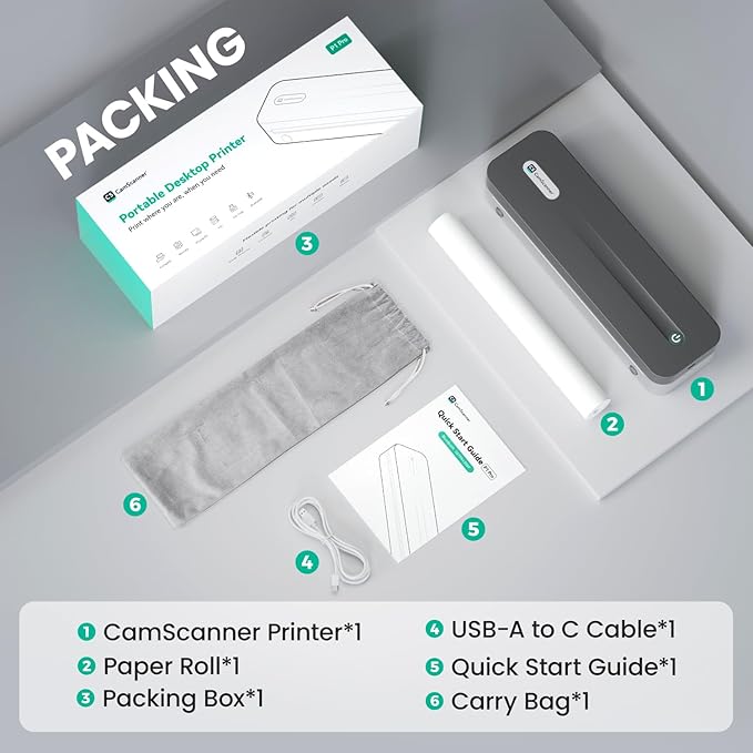 P1 Pro Thermal Printer, Large Format Portable Bluetooth Inkless Printer with 1 Roll Paper 8.5x11 Inch, Compatible with iPhone ＆ Computer,Home Office Essentials