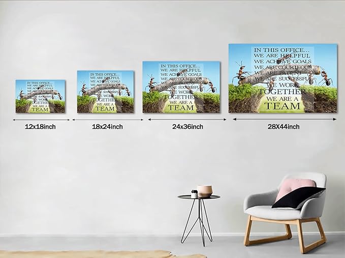 Framed Inspirational Canvas Wall Art Easy to Hang Modern Gallery-Wrapped Ants Constructing Bridge Teamwork Posters and Prints Stretched for Home Office Decor - 28''Wx44''H