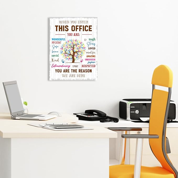 In This Office Wall Decor,Positive Teamwork Quote Wall Art Canvas Framed for Workplace Office Wall Decor 12 x 15 in