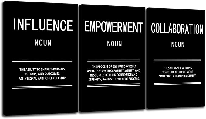 Influence Collaboration Empowerment Inspirational Wall Art Motivational Leadership Print Canvas Poster Painting for Office Modern Inspiring Artwork for Home Living Room Wall Decor[48''Wx 24''H]