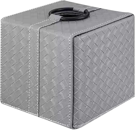 Stylish Tissue Box Durable Leather Tissue Box and Pu Tissue Box Holder Can be Used for Bathroom Dressing Table Bedside Table Office Desk Modern Tissue Box (Color : White) (Gray)