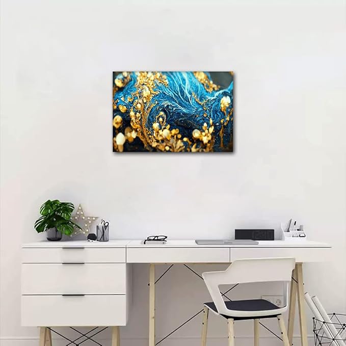 Home Wall Art Decor 1 Panel Canvas Artwork Abstract Gold Flakes Gold Dust Illustration Printing Native Americans Living Room Bedroom Restaurant Wall Decor Stretched and Framed Ready to Hang 18x12 in
