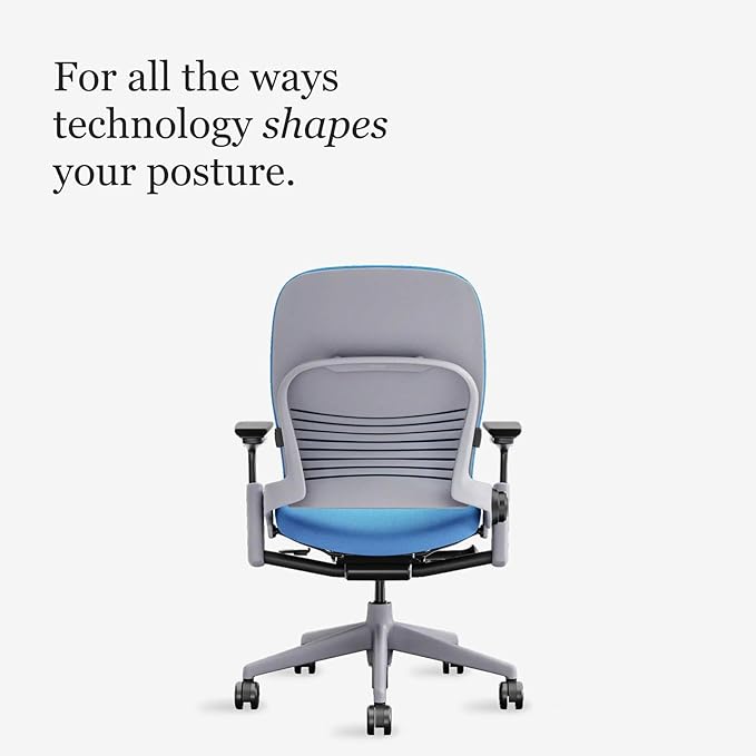 Steelcase Leap Office Chair - Ergonomic Work Chair with Wheels for Hard Flooring - Supports Unique Body Shape - with Natural Glide System & Liveback Technology - Blue Jay Fabric